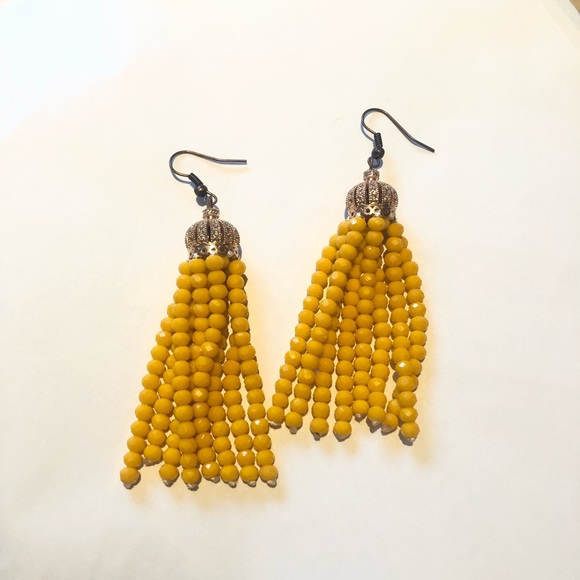 Yellow/Antique Rose Gold Crystal Tassel Ear… - Picture 12 of 16